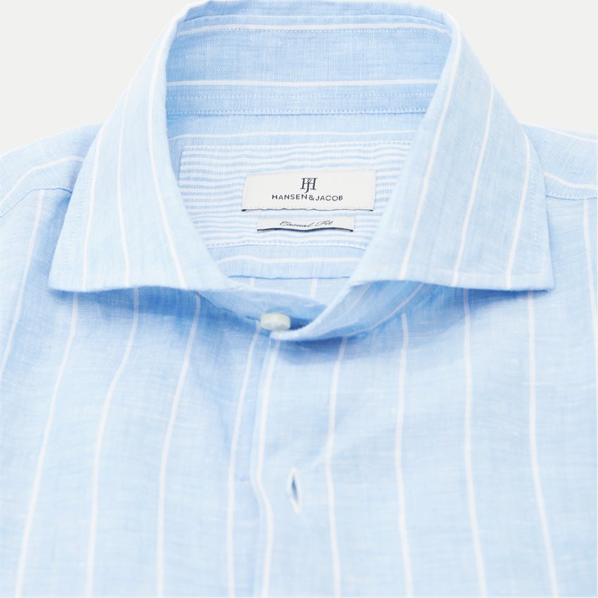 Hansen & Jacob Shirts 11352 LINEN STRIPE SHORT SLEEVE SHIRT LIGHT BLUE
